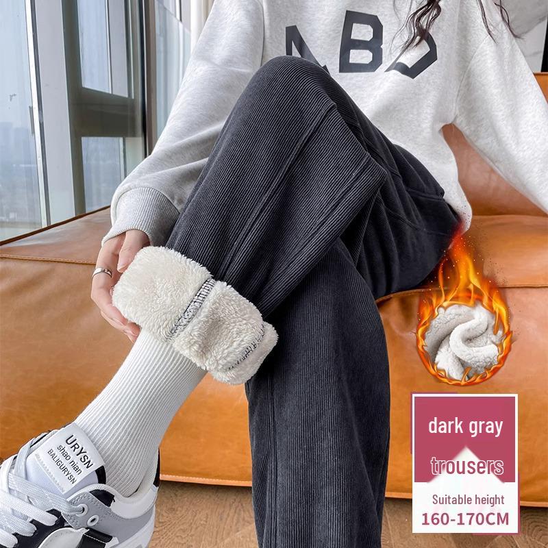 Women's Windproof Fleece-Lined Sweatpants - Warm Thickened Lamb Fleece for Autumn/Winter Casual Wear