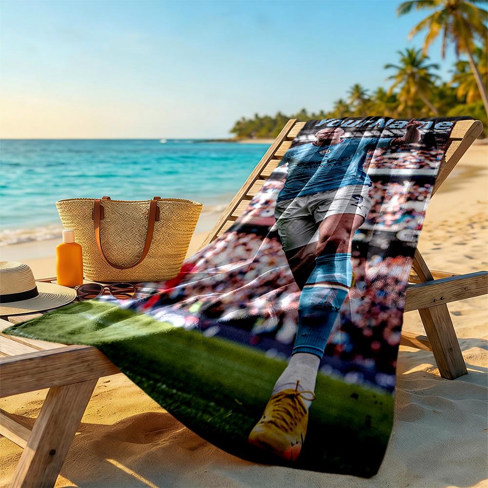 Haaland Personalized Name Beach Towel Super Soft Microfiber Quickdry Fabric Suitable for Sports Travel Swimming Yoga Bathroom Beach And Pool