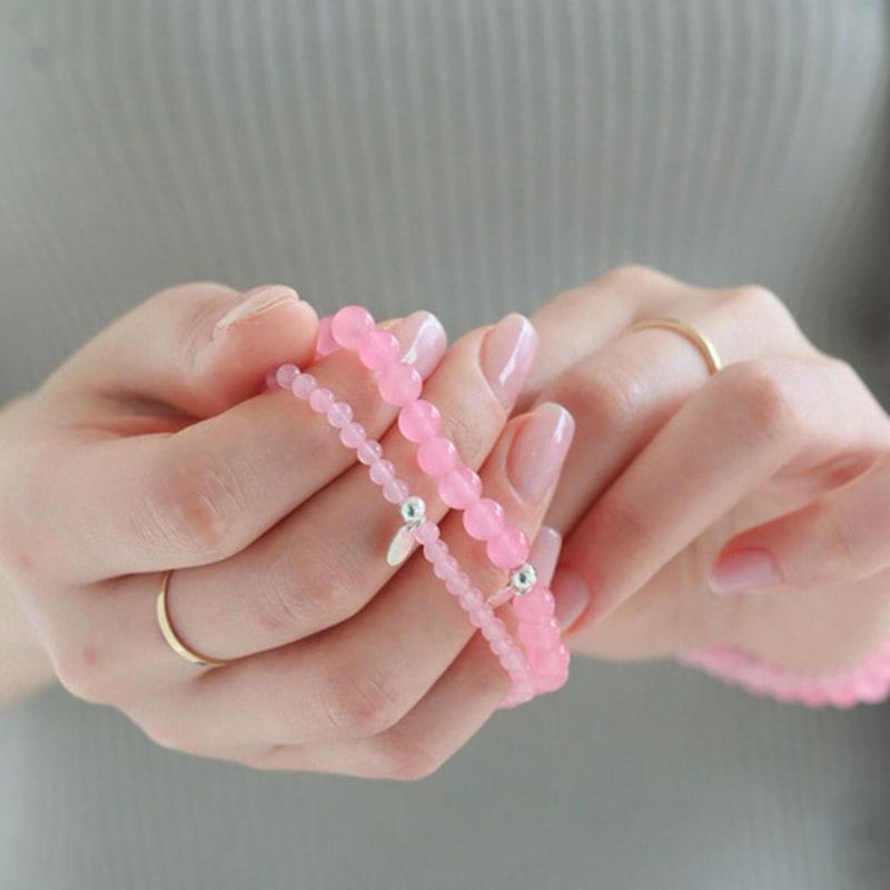 Modernes Silber 925 rosa Amethyst Edelstein Armband 6mm