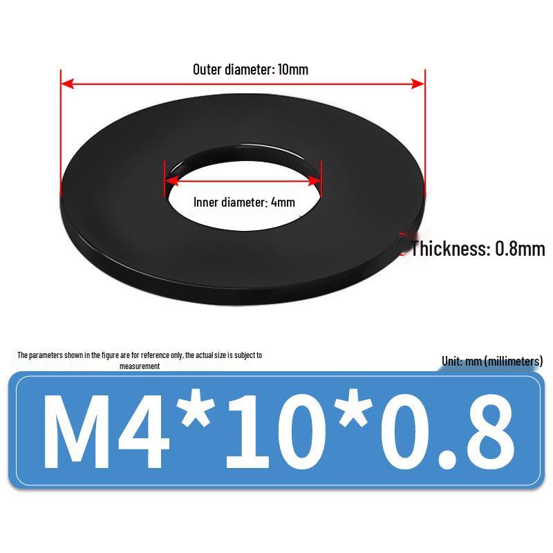 8.8 Grade Black Hardened High-Strength Oversized Flat Metal Spacer Washer (M2-M8)