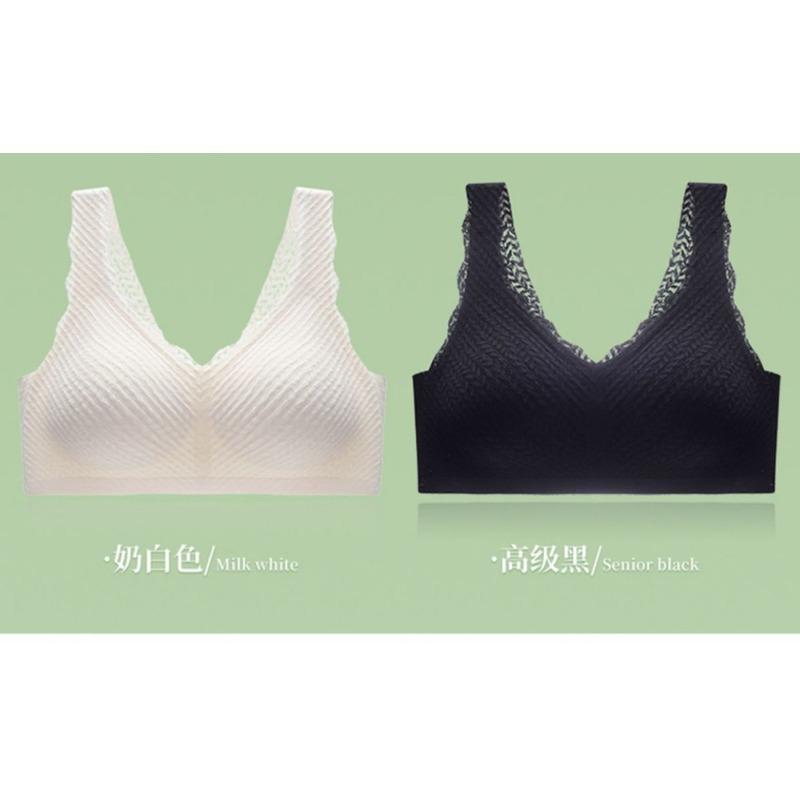 Women Skin Friendly Seamless Bubble Lace Push Up Gathering Beauty Back Camisole Bra