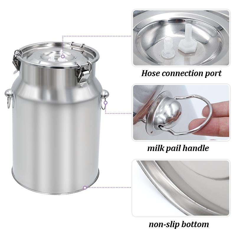 10L Cattle/Goat Milking Machine 220V Cattle Electric/Pulsating Milking Machine Stainless Steel Milker Bucket Vacuum Pump