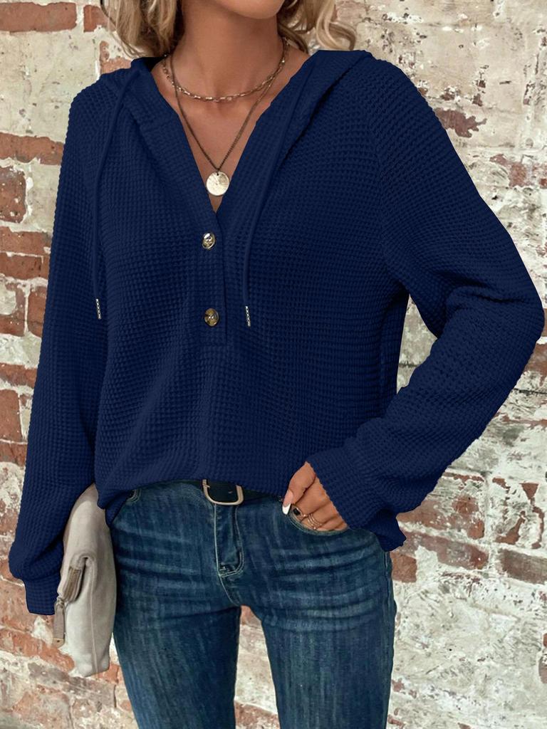 Oversized Hooded Sweatshirt with Button Front in Multiple Colors