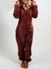 2025 European & American Autumn/Winter Women's Fleece-Lined Fur Jumpsuit Pajamas, Hooded, Available in 17 Colors