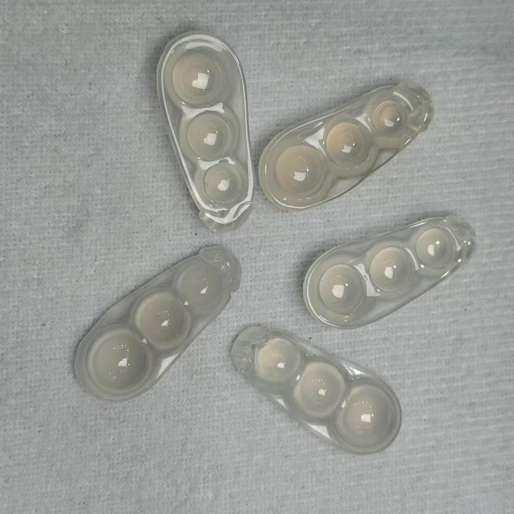 Natural Ice White Chalcedony Four Seasons Bean Pendant with White Agate Lucky Charm