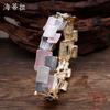 Luxury Enamel Color Geometric Square Splicing Elastic Bracelet Women Exaggerated Personality Irregular Square Bracelet