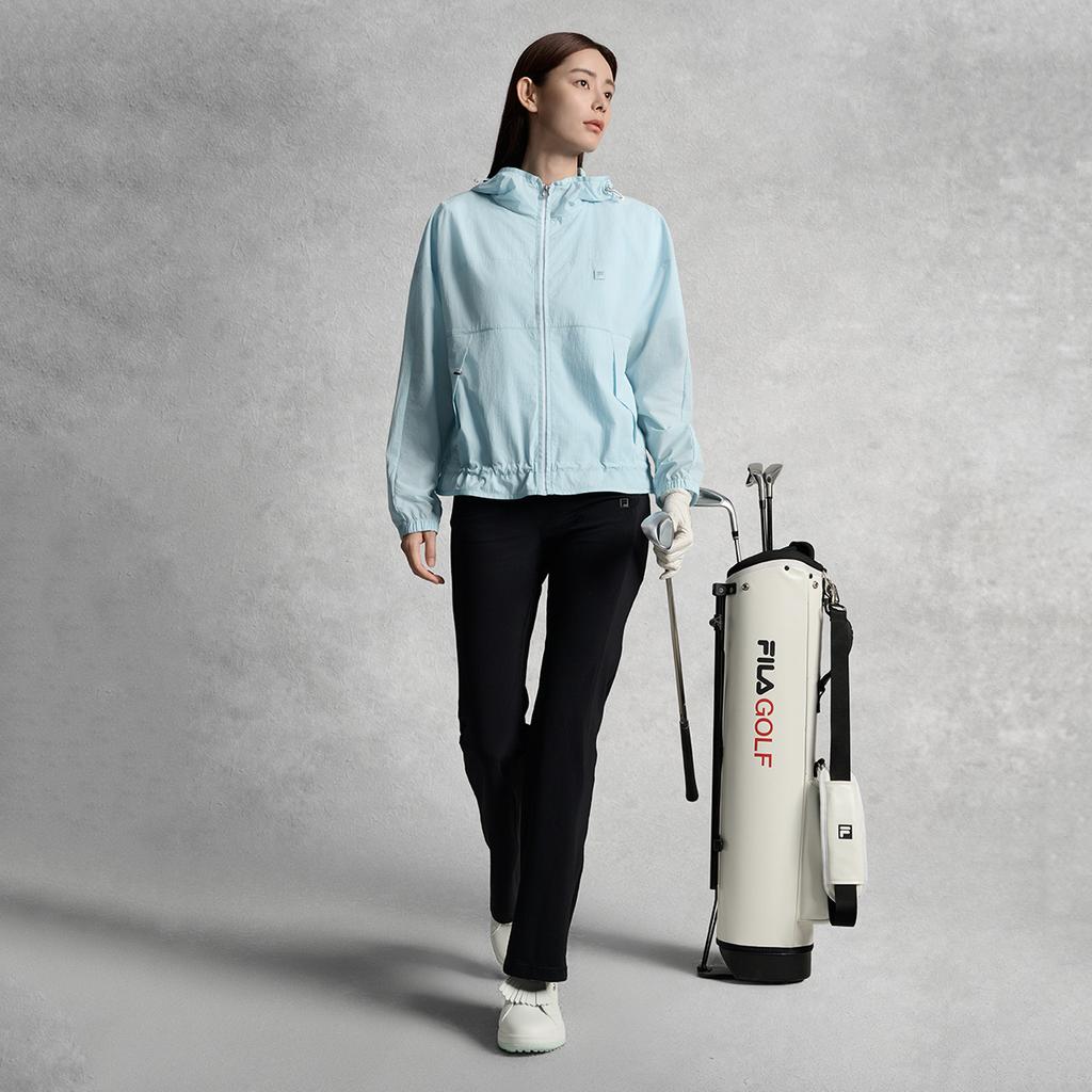 FILA Golf Series Hooded Zipper Woven Loose Jacket Women jackets Denim-Wash-Blue A11W535706F-LB