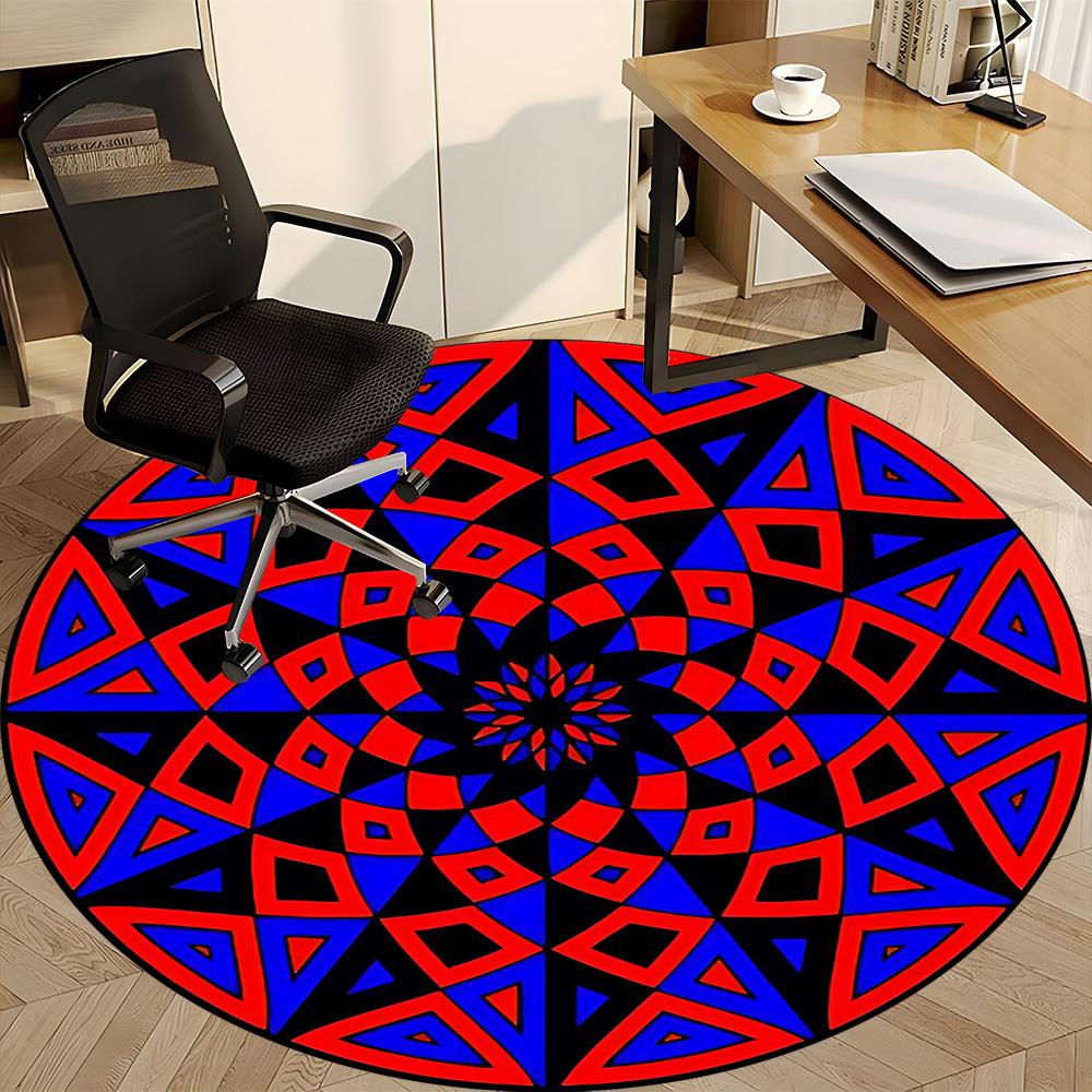 1pc Geometric Mandala Pattern Chair Carpet for Office Non-Slip, Machine Washable Rug for Office, Room - Holiday Decor, Machine Made yy251016168