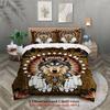 3pcs Brown Wolf Bedding Sets Comforter Not Included 3D Printed Dream Catcher Gifts For Teen Boys Bedroom Soft Duvet Cover
