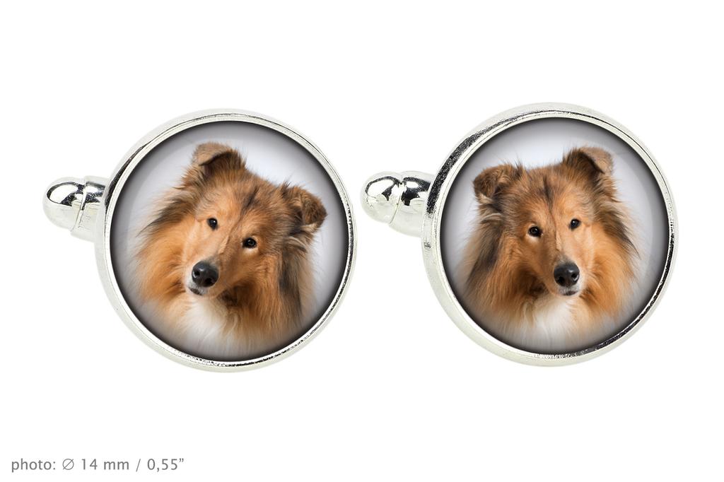 Collie szorstkowłosy, Collie długowłosy - spinki do mankietów, akcesorium do koszuli, wisiorek do koszuli marki Art-Dog