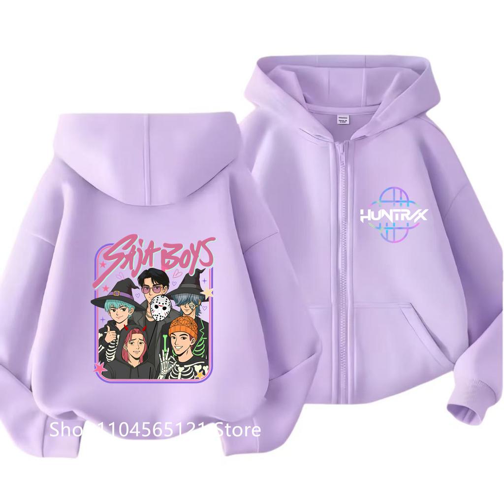 Zip Up Sweatshirts Kpop Demon Hunters Hoodie Children Clothes Kid Girls Boys Sweatshirt Sajaboys Zipper Hoody Baby Casual Tops