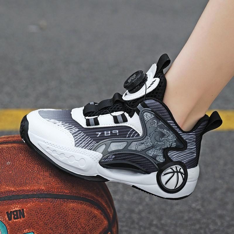 Kids Basketball Shoes With Quiet Sole Design Breathable Mesh Upper Non-Slip Durable Sports Sneakers Boys Girls