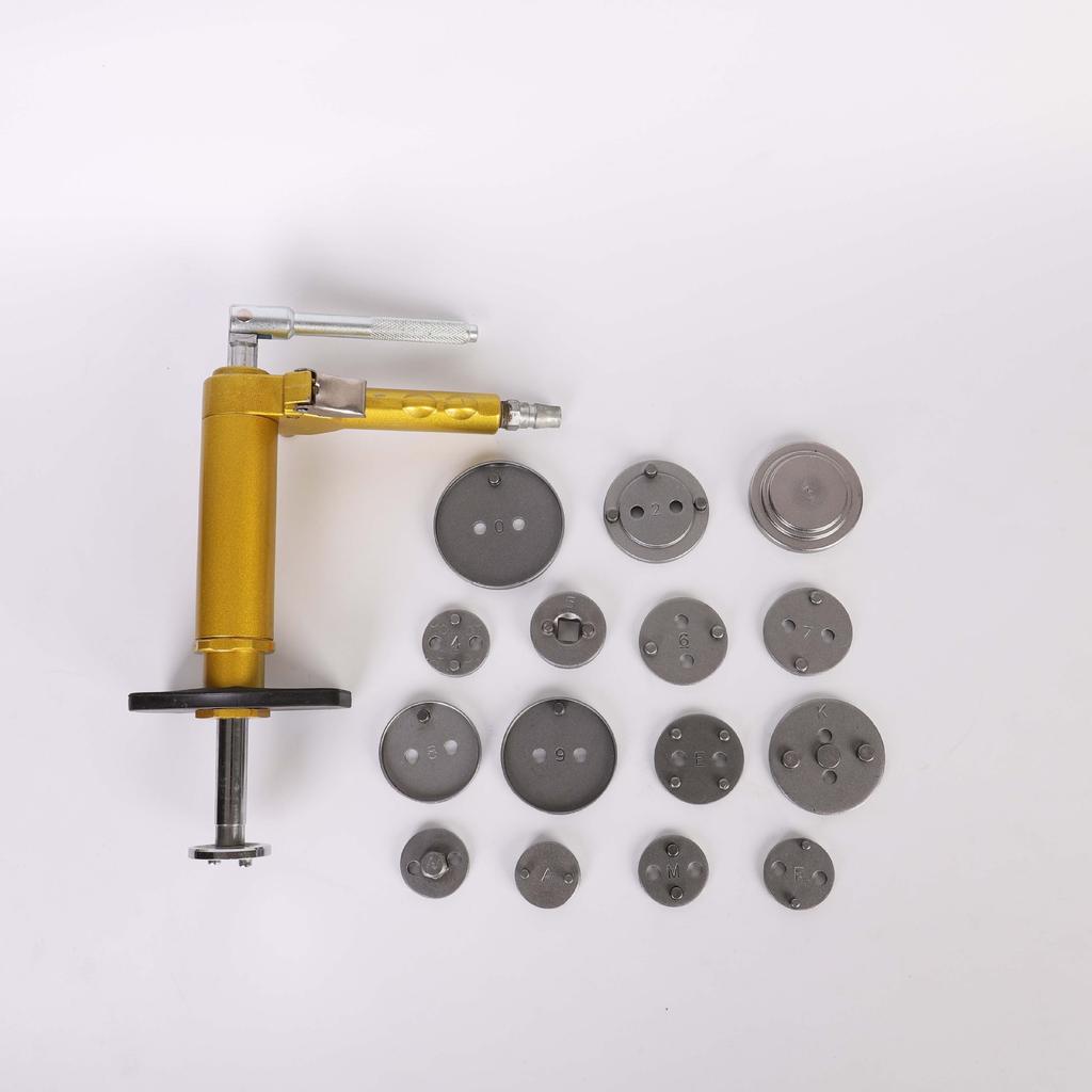 Pneumatic Brake Caliper Piston Rewind Tool Kit with 16 Adapters, Air Powered Brake Pad Replacement Reset Tool for Auto Repair