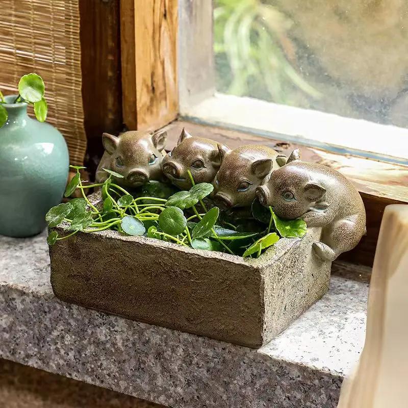 Redware Tea Pet Purple Clay Tea Pet Little Pigs Drink Water Chinese Crude Pottery Kung Fu Tea Set Home Decoration Tea Accessorie