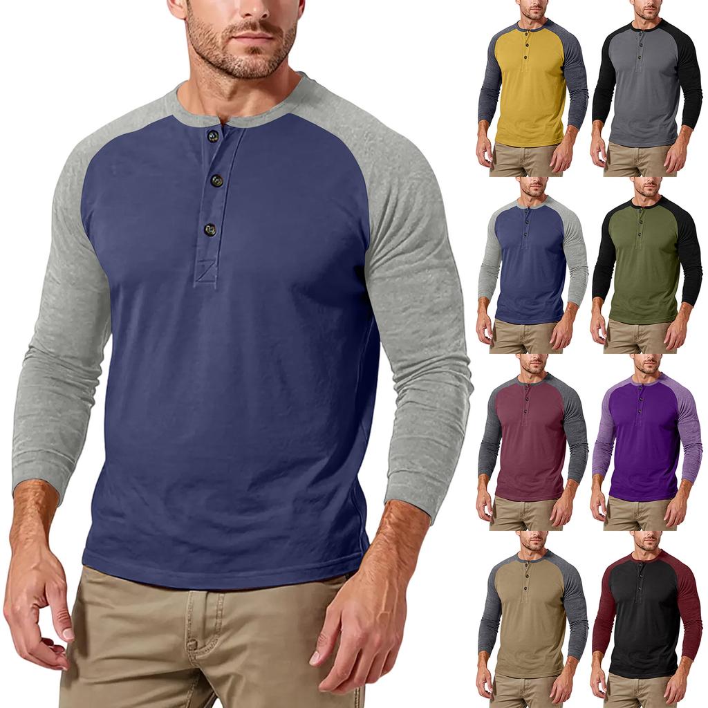 Men's Casual Solid Color Buckle Quick Dry Shoulder  Long Sleeved