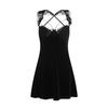 Women's Velvet Push Up Padded Backless Cami Sleep Dress with Robe for Fall Winter