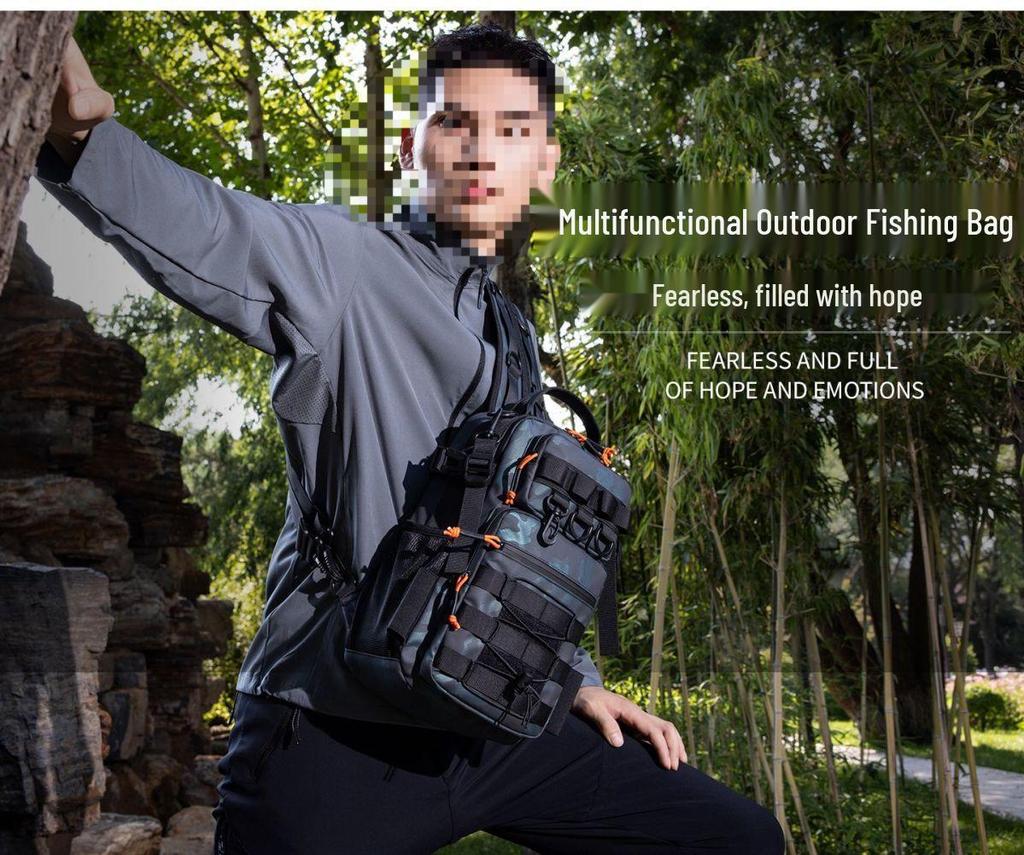 A1R Fishing Gear Backpack: Waterproof, Multifunctional, Large-Capacity Crossbody and Chest Bag.