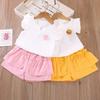Abbigliamento Estivo per Bambine 0-5 Anni Maglietta Sottile a Maniche Volant Pantaloncini Set 2 Pezzi
