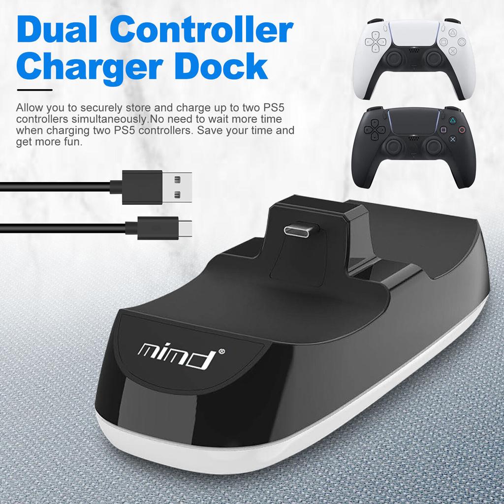 Controller Charging Charger Dock Station Wireless Controller, Dual Controller Charging Station Fit for Sony PS5 Controller with Type-C Charging Cable