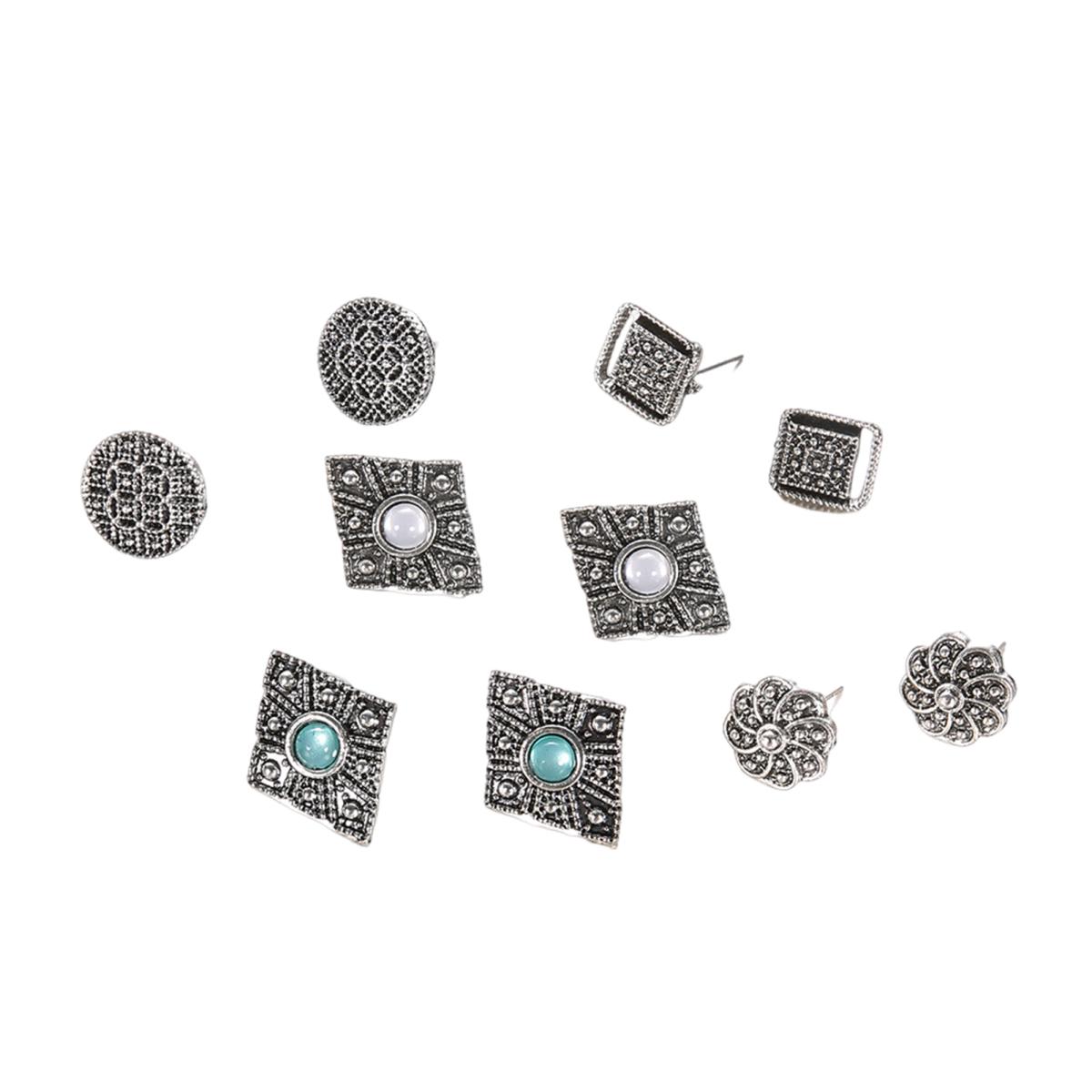 

Yousheng 5 пар винтажных серег в ретро-этническом стиле с вырезами, гальванизированные серьги-гвоздики из сплава для вечеринок, свиданий, выпускного вечера, украшения для ушей серебряный