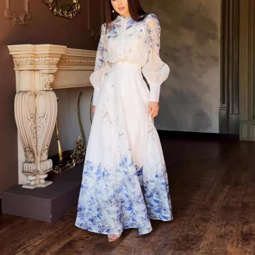 European & American Women's Sexy Long Sleeve Button Dress: Printed Slim Fit, Gorgeous Design.