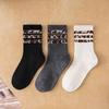 Women's Mid-Calf Socks - Polka Dot & Leopard Print, Trendy Korean Style, Knee-High, Versatile, Non-Slip, Spring/Autumn Fashion.
