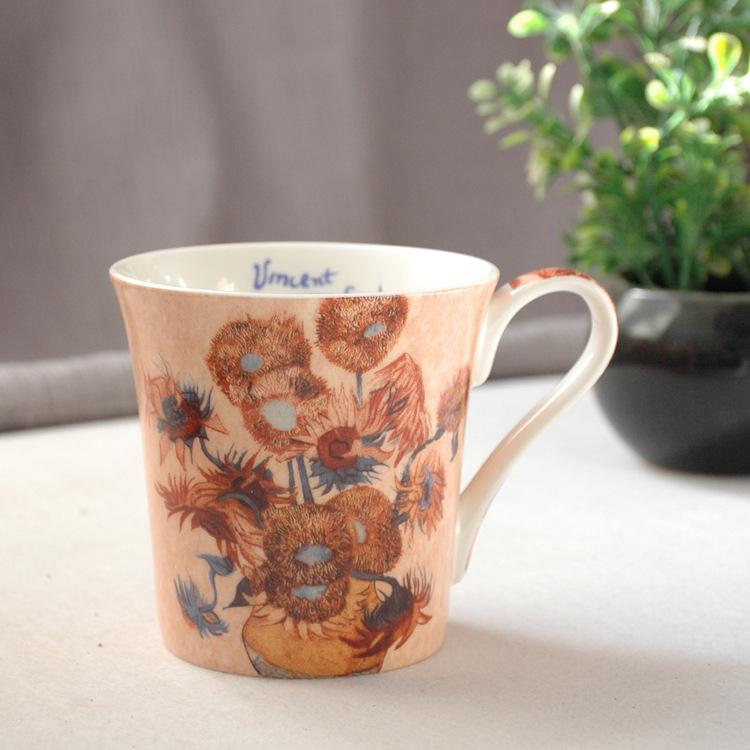 Van Gogh Bone China Mug: Creative Ceramic Cup with Famous European Painting - Personalized Gift