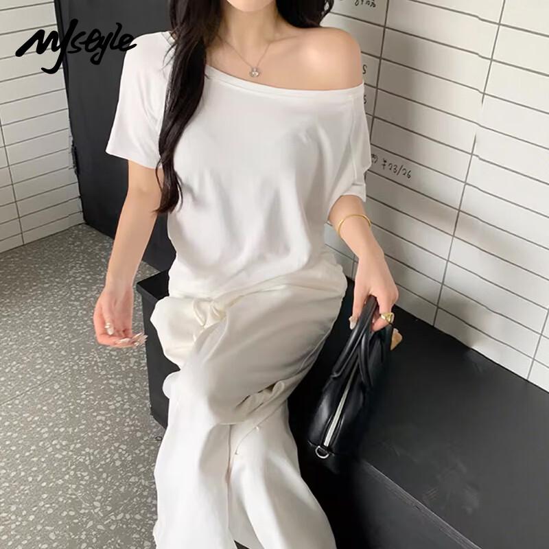 MJ STYLE Women's Off-Shoulder Short Sleeve T-Shirt