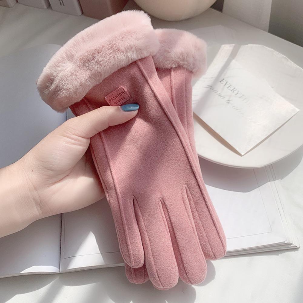 Warm gloves women's winter velvet thickened suede autumn and winter cold touch screen new cycling skiing gloves