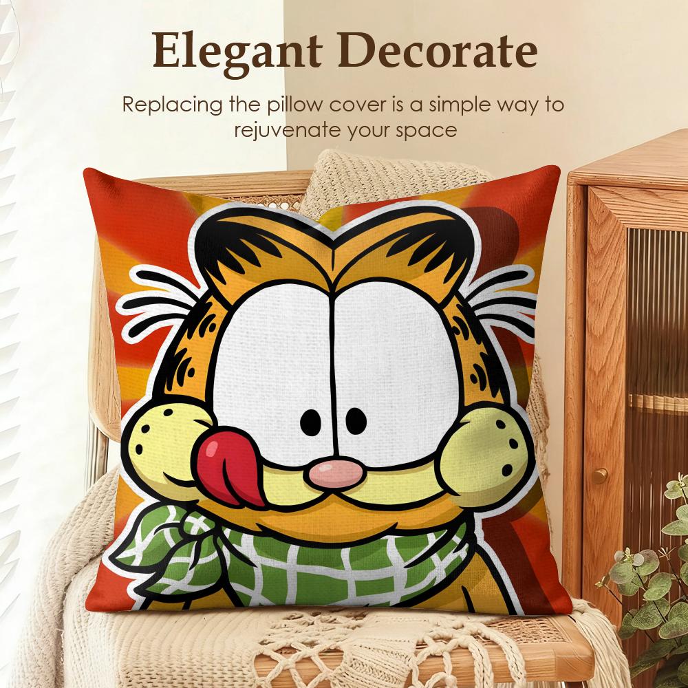 

Cartoon GGarfield Cat Cushion Cover Natural Linen Organic Fabric DoubleSided Printing Sofa Home Decor Gift Pillow Case 30x30cm