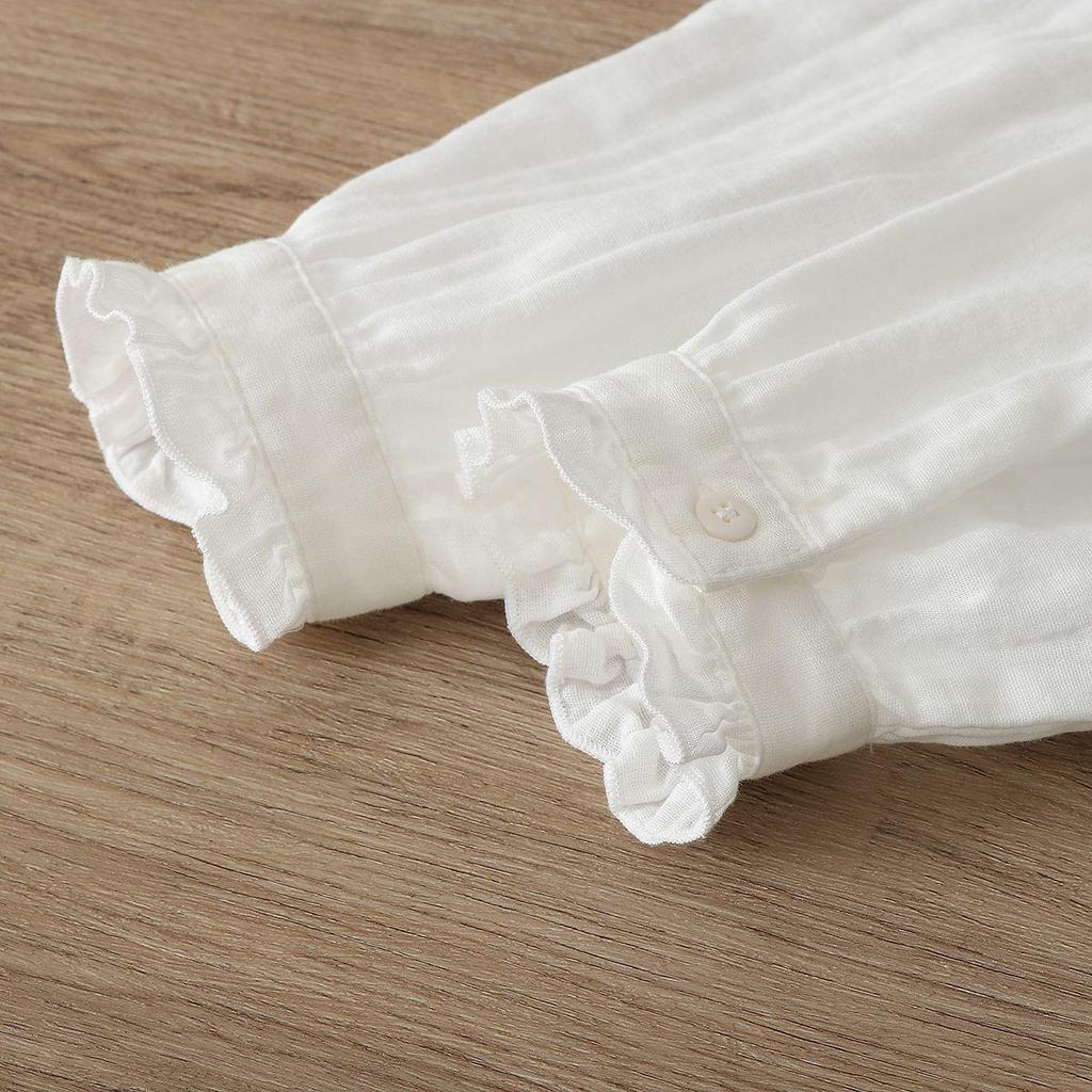 Japanese Stand Collar Double-Layer Cotton Gauze Women's Long-Sleeve Shirt - Loose, Versatile, Slimming Design