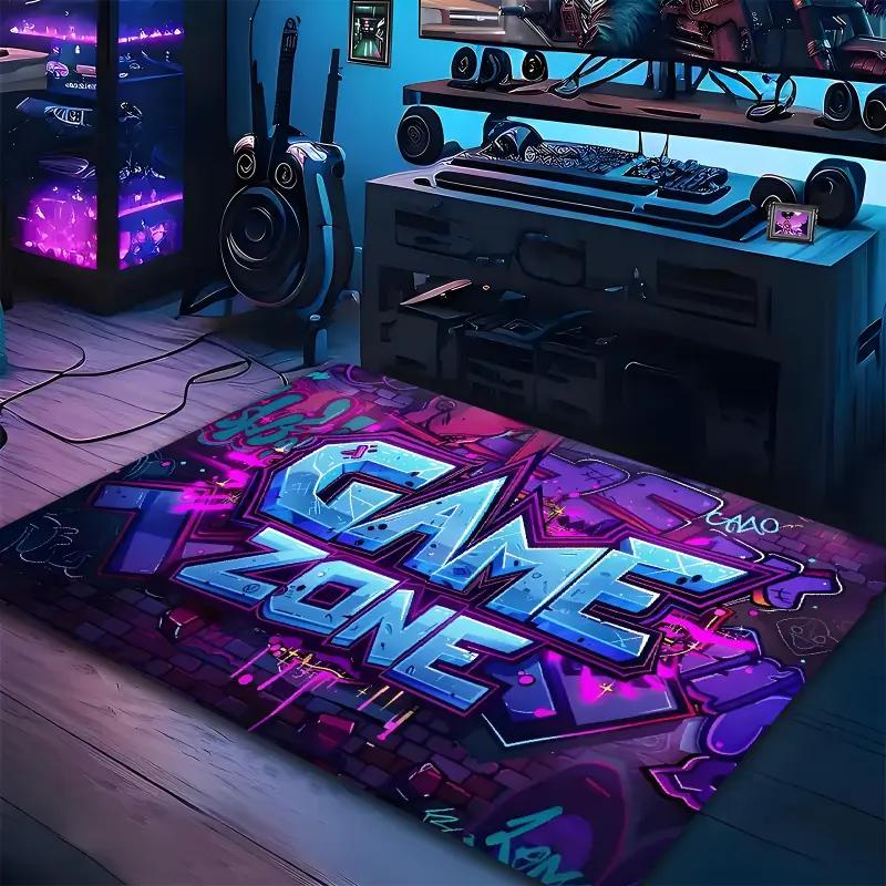 Colorful Gamepad Pattern Mat Carpet Multiple Controllers Design Rug for Decoration Gaming Theme Living Room Floor Room Decor