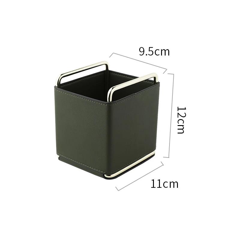 AhunderJiaz European Style Desktop Leather Organizer Cosmetic Brush Jewelry Storage Box Organizer Home Decoration