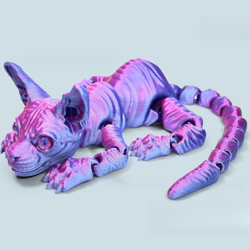 3D-gedruckte Sphynx-Katze Realistische Nacktkatzen-Figur Niedliches 3D-gedrucktes Spielzeug Bewegliches Fidget-Spielzeug für Liebhaber Wohndekor