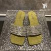 2024 Women's New Slippers Luxurious Rhinestone Designer Women's Fashion Summer Casual Open Toe Flat Beach Slippers