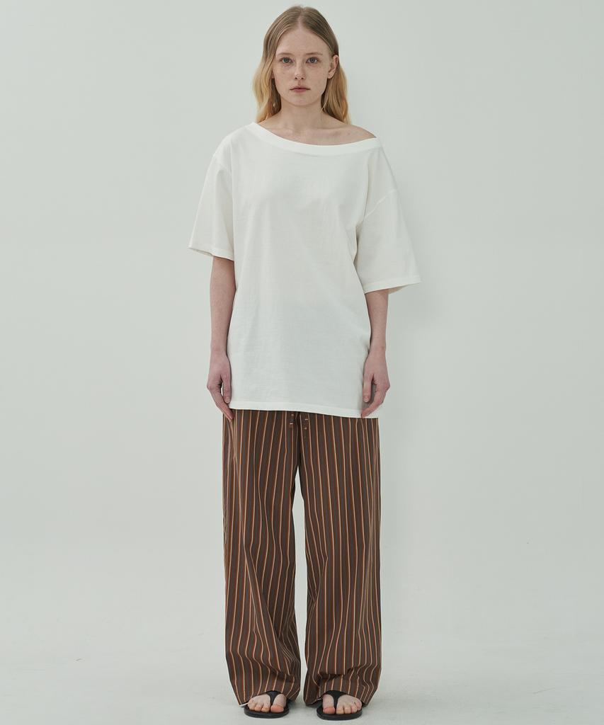 MOTT Boat Neck Half T-Shirt - White