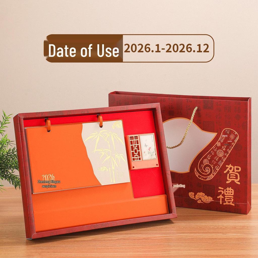2026 Year of the Horse Leather Desktop Calendar – Custom Business Edition with Logo