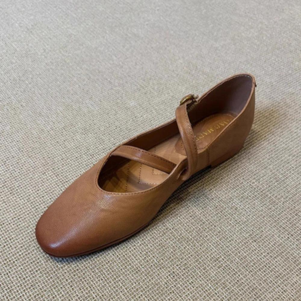 Flats Mary Jane Shoes Women Retro Sole Leather Ballet 2026 Spring Trend Dress Elegant Shoes Casual Shallow Comfort Zapatos Mujer