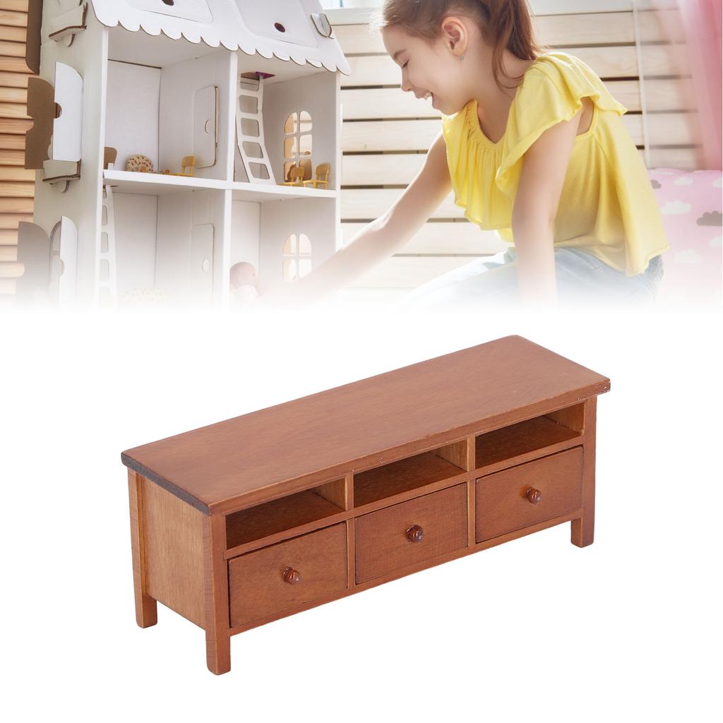 Miniature TV Cabinet Simulation Drawers Design Decorative Wooden Furniture Model for 1Celsius12