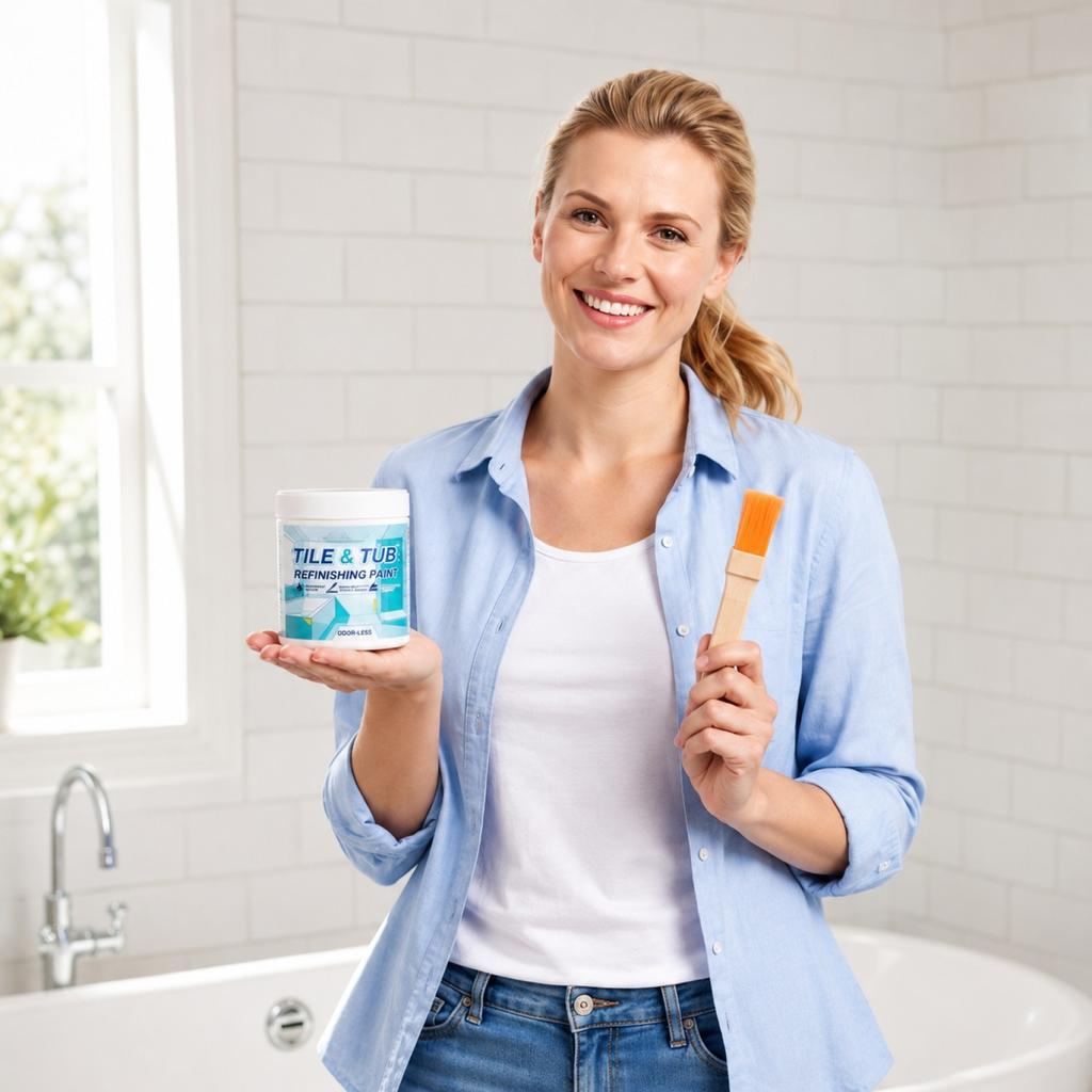 Bathtub Refinishing Paint Set, Gloss for Bathtubs, Showers, Sinks, Countertops, Low Odor, Easy Application, 1 Set