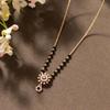Women's Mangalsutra Fashion Jewelry with Black Beads and Crystal-Embellished Gold-Tone Pendant, Traditional