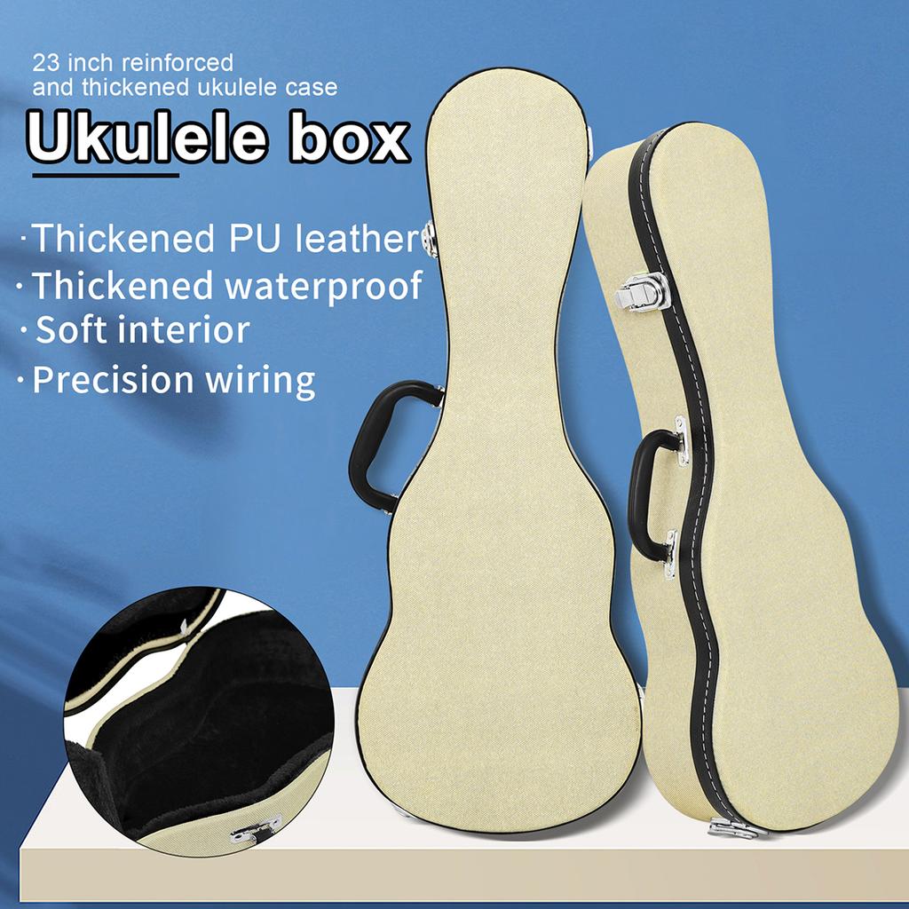M MBAT Ukulele Bag 23 Inch Thickened Hardened Moisture-Proof Waterproof Box Leather+Metal Materical Backpack Mini Guitar Parts