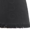 Great GUCCI Stall Large scarf with logo and fringe black wool Women 599437 Used