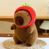 Kawaii Cute Capybara Plush Toy with Turtle Bag Strawberry Cap Kids Gift Home Decoration Soft Plush Animal Stuffed Toy