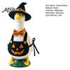 Whimsical Outdoor Decoration Halloween Mini Desk Goose Statue, Cute Small Figurine with Pumpkin Apron Statue And Wizard Hat for Home Office