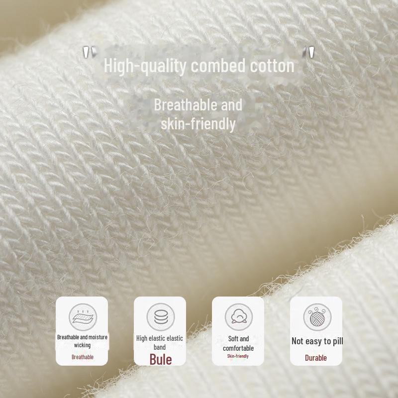 Zhuji Women's Antibacterial Cotton Socks - Spring/Autumn, Black/White, Mid-Calf, Seamless, Deodorant Xinjiang Cotton.