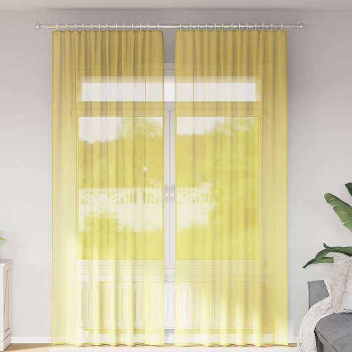 VidaXL Rideaux en voile avec boucles 2 pcs jaune 140x260 cm, rideau en filet, rideau transparent, voile de fenêtre, 4102320