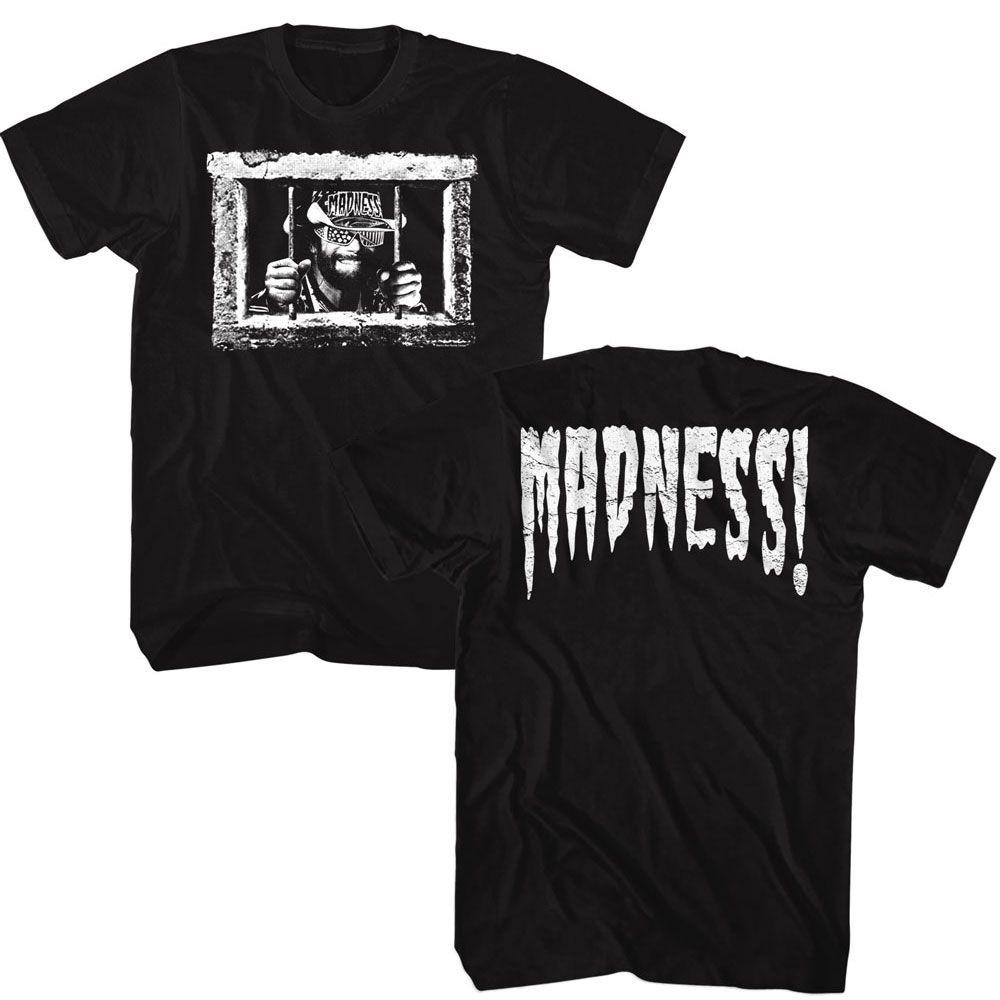 

Macho Man Madness Bars Black Solid Adult Short Sleeve T-Shirt XL