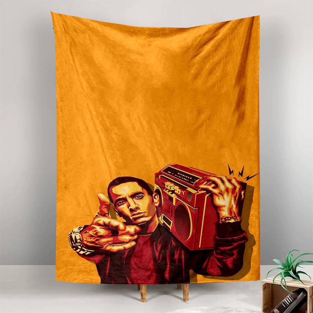 Tapestry Eminem Orange Boombox Illustration Rapper Poster Wall Art for Bedroom