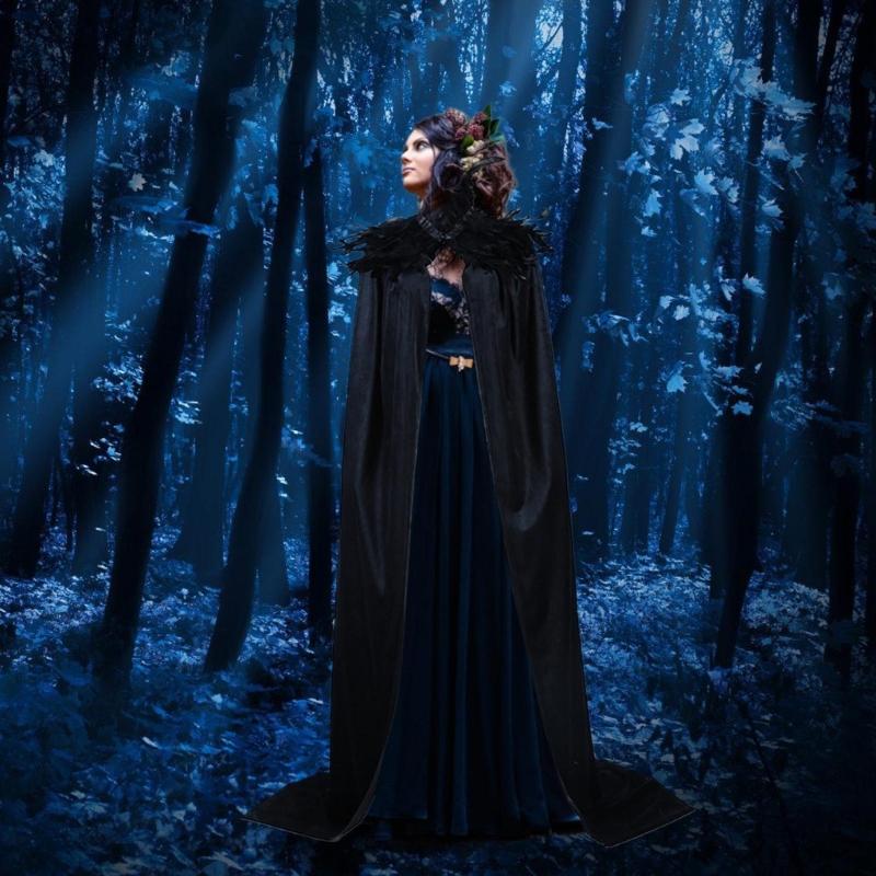 Halloween Costumes Cape Feather Collar Cape Halloween Costume Cape Halloween Cloak for Carnivals Party